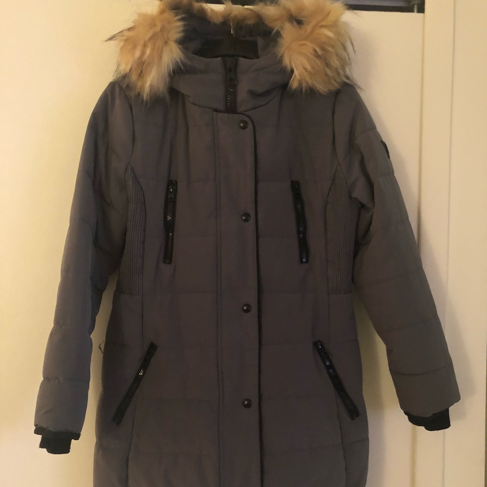 Guess grey and black parka winter coat